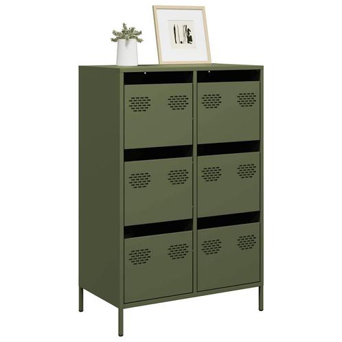 vidaXL buffetkast 68x39x101,5 cm staal olijfgroen, Huis en Inrichting, Kasten | Buffetkasten, Nieuw, Metaal, Verzenden