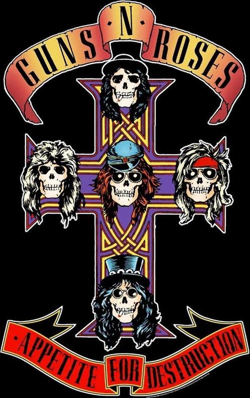 Guns N Roses - Appetite for Destruction - Textielposter, Verzamelen, Muziek, Artiesten en Beroemdheden, Poster, Artwork of Schilderij
