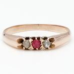 14 karaat Rosé goud - Ring Diamant - 0.07 ct Granaat