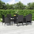vidaXL 7-delige Tuinset met kussens zwart, Tuin en Terras, 6 zitplaatsen, Nieuw, Tuinset, Verzenden