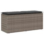 vidaXL Tuinbank met kussen 110x40x44 cm poly rattan grijs, Tuin en Terras, Tuinbanken, Verzenden, Nieuw, Rotan