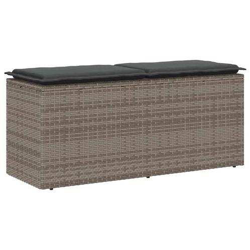 vidaXL Tuinbank met kussen 110x40x44 cm poly rattan grijs, Tuin en Terras, Tuinbanken, Nieuw, Rotan, Verzenden