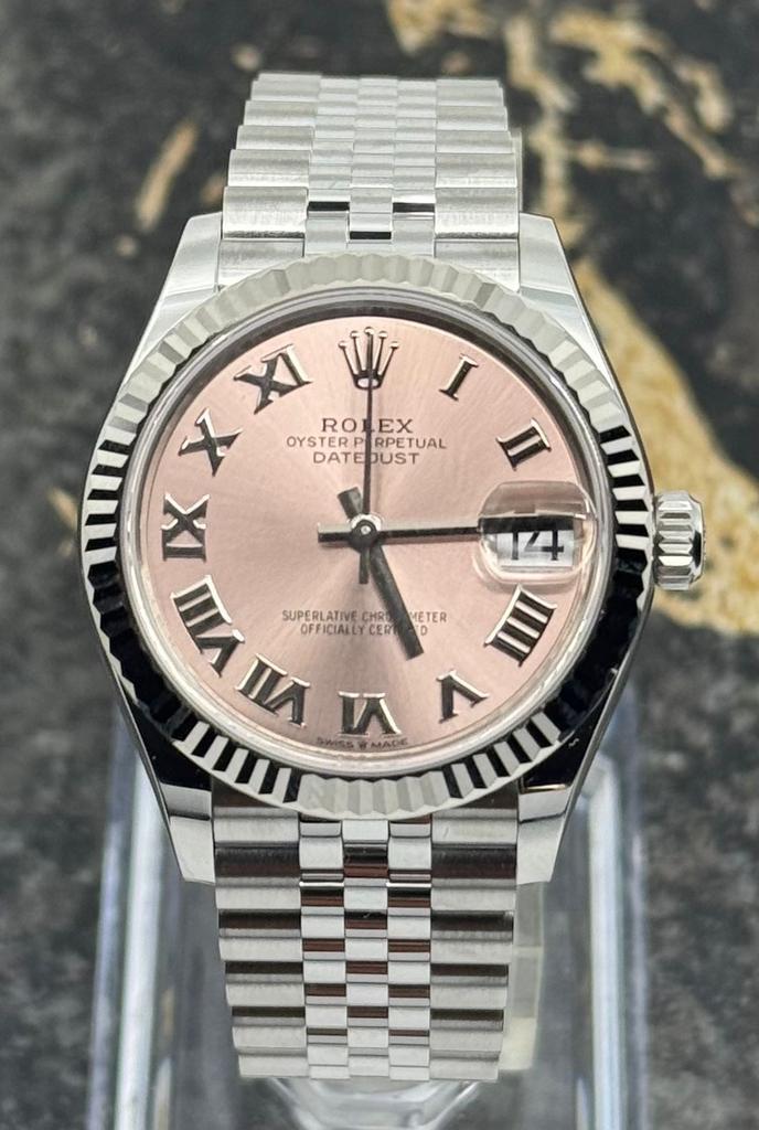Rolex Datejust 31 - Pink Roman Dial - 278274 - New 2025, Sieraden, Tassen en Uiterlijk, Horloges | Dames, Staal, Nieuw, Staal