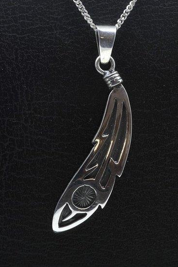 Zilveren Indiaan Veer hopi style ketting hanger, Sieraden, Tassen en Uiterlijk, Kettinghangers, Verzenden