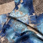 BA100 - Raro Velluto Italiano - blauw cangiante patchwork -