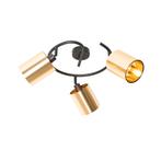 Moderne plafondlamp zwart en goud 3-lichts - Lofty, Huis en Inrichting, Nieuw, Kunststof, Modern