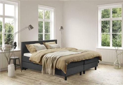Boxspring Milo, pocketmatras + toplaag (nieuw, A-keuze), Huis en Inrichting, Slaapkamer | Boxsprings, Bruin, Grijs, Zwart, Nieuw