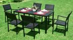Zwarte Tuin Tafel 156cm - Kunststof | Retourdeal | Check!, Ophalen of Verzenden, Nieuw, Rechthoekig, Plastic