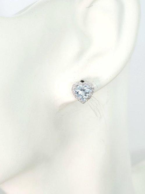 Oorbellen - 18 karaat Witgoud Aquamarijn - Diamant, Sieraden, Tassen en Uiterlijk, Oorbellen