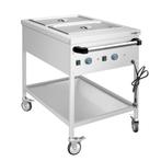 GGM Gastro | Bain marie warmhoudwagen - 2x GN 1/1 - Wastafel, Verzenden, Nieuw, Effen, Overige typen