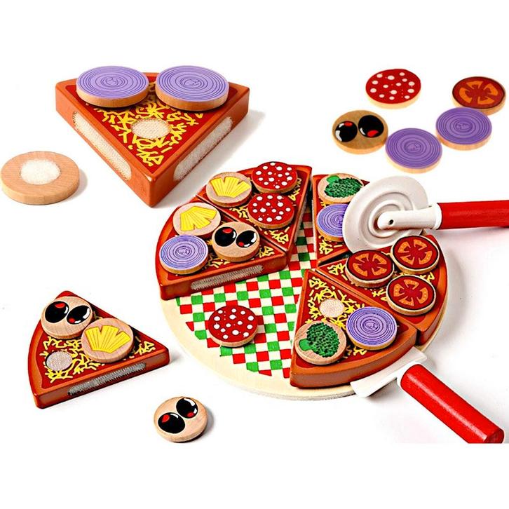 Pizza houten speelset met accessoires - pizza speelgoed -, Kinderen en Baby's, Speelgoed | Overig, Ophalen of Verzenden