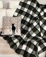 Elegante vichy-plaids in warme wol - bosgroen en wit - Deken