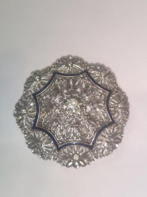 Broche - 18 karaat Witgoud - 0.36ct. tw. Diamant, Sieraden, Tassen en Uiterlijk, Antieke sieraden