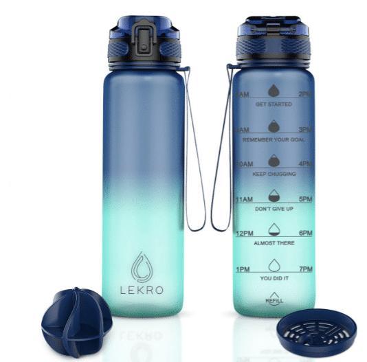 Lekro Motivatie Waterfles 1 Liter Motiverende Drinkfles met, Huis en Inrichting, Keuken | Tupperware, Zo goed als nieuw, Ophalen of Verzenden