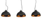 Elegante hanglamp STUDIO 3 110cm zwart bladgoud look drie, Nieuw, Ophalen of Verzenden