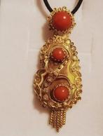 Hanger - 18 karaat Geel goud Koraal - Bloedkoraal