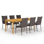 vidaXL 7-delige Tuinset bruin, Tuin en Terras, 6 zitplaatsen, Nieuw, Tuinset, Verzenden
