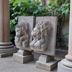 Figuur - Set kalkstenen koppen 39 cm, Antiek en Kunst