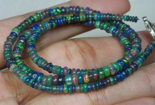 Natuurlijke zwarte opaal kralen - 33,6 ct - Bekijk de, Verzamelen, Mineralen en Fossielen