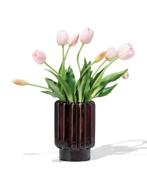 HEMA Vaas 18cm glas ribbel bruin, Huis en Inrichting, Woonaccessoires | Vazen, Verzenden, Nieuw