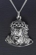 Zilveren Jezus met doornenkroon ketting hanger, Sieraden, Tassen en Uiterlijk, Kettinghangers, Nieuw, Verzenden