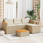 vidaXL 3-delige Loungeset met kussens poly rattan beige, Verzenden, Nieuw, Rotan, Loungeset