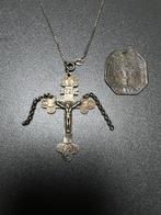 Kruis - Zilver - gotisch zilveren kruis, Jezus /