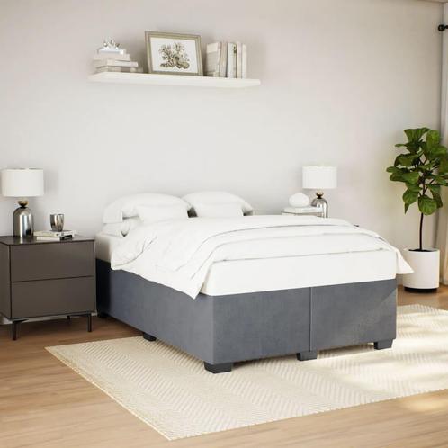 vidaXL Bedframe zonder matras 140x190 cm fluweel donkergrijs, Huis en Inrichting, Slaapkamer | Bedden, 140 cm, 190 cm of minder