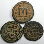 ISLAMITISCHE. Group of Three AE Fulus. Arab-Byzantine,