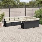 vidaXL 10-delige Loungeset met kussens poly rattan zwart, Tuin en Terras, Verzenden, Nieuw, Rotan, Loungeset