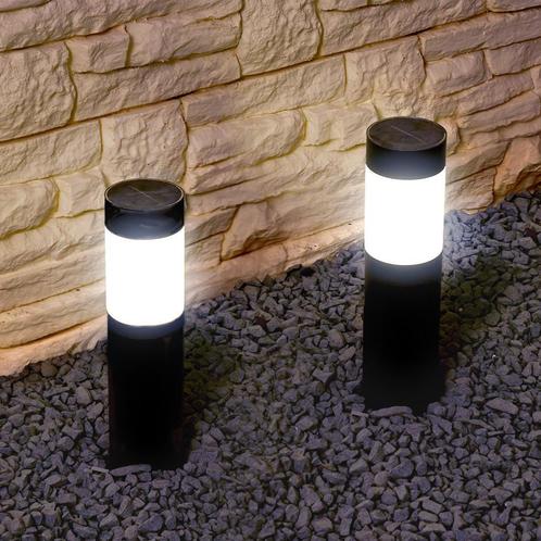 Solar LED priklamp Lucifer RVS padverlichting - Set 2 stuks, Tuin en Terras, Buitenverlichting, Waterbestendig, Led, Licht-donker-sensor