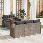 vidaXL Tuin Sofa Set met opslag 6 pcs Grijs Poly riet, Tuin en Terras, Tuinsets en Loungesets, Verzenden, Nieuw, Rotan