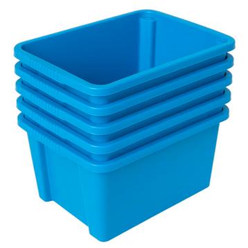 Set 5 Blauwe Opbergboxen – Stapelbaar – 32 Liter Inhoud beschikbaar voor biedingen
