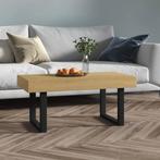 vidaXL Salontafel 90x45x40 cm MDF en ijzer lichtbruin en, Huis en Inrichting, Tafels | Salontafels, Overige materialen, Minder dan 50 cm