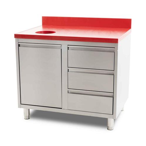 HCB Werkkast - snijtafel - afvalbak - lades - 100 cm - RVS -, Zakelijke goederen, Horeca | Keukenapparatuur, Nieuw in verpakking