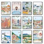 Wereld Steden Canvas Poster – Reis Stadslandschap Decor, Verzenden, Nieuw