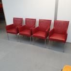 Set van 6 Bert Plantagie zorgstoel seniorenstoel rood leder, Vijf, Zes of meer stoelen, Leer, Gebruikt, Rood