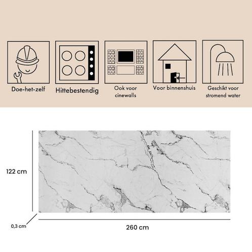 Wandpaneel Isodeco Calacatta 120x260 cm Waterbestendig, Doe-het-zelf en Verbouw, Sanitair, Ophalen of Verzenden
