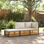 vidaXL 3-delige Loungeset met kussens massief acaciahout, Tuin en Terras, Tuinsets en Loungesets, Verzenden, Nieuw, Hout, Loungeset