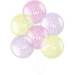 Ballonnen Happy B-Day Roze 48cm 6st, Nieuw, Verzenden