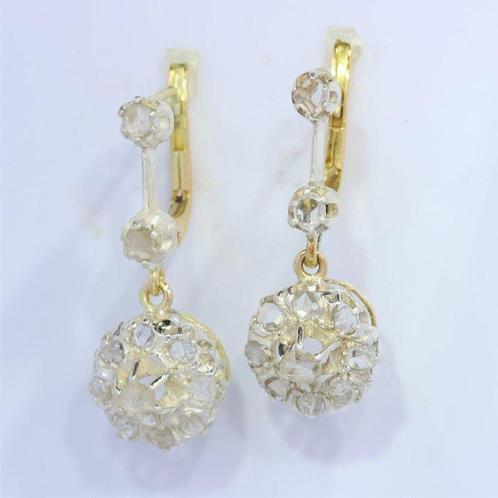 Oorbellen - 18 karaat Geel goud - Diamant - Vintage antiek, Sieraden, Tassen en Uiterlijk, Oorbellen