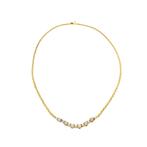 Gouden collier met vaste hanger van opaal en diamant; 0,2..., Gebruikt, Overige kleuren, Ophalen of Verzenden, Met edelsteen