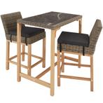 Wicker bartafel Kutina met 2 stoelen Latina - natuur, Tuin en Terras, Verzenden, Nieuw