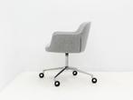 Fauteuil-  kuip gestoffeerd grijs - 4-ster voetkruis chroom, Werkplek, Ophalen of Verzenden, Gebruikt, Overige typen