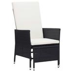 vidaXL Tuinstoel verstelbaar met kussens poly rattan zwart, Tuin en Terras, Tuinstoelen, Verzenden, Nieuw, Rotan