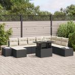 vidaXL 9-delige Tuinbankenset met kussens poly rattan zwart, Tuin en Terras, Tuinsets en Loungesets, Verzenden, Nieuw, Rotan