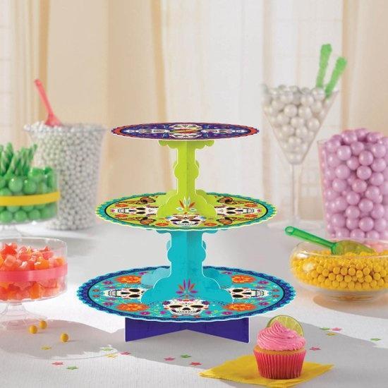 Amscan Etagère Day Of The Dead 29 X 30 Cm Karton Blauw/groen, Hobby en Vrije tijd, Feestartikelen, Ophalen of Verzenden