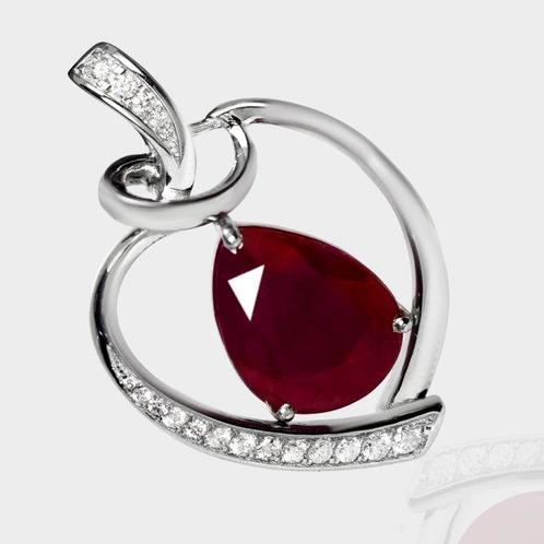 Zonder Minimumprijs - Hanger - 14 karaat Witgoud, IGI 5,53, Sieraden, Tassen en Uiterlijk, Antieke sieraden