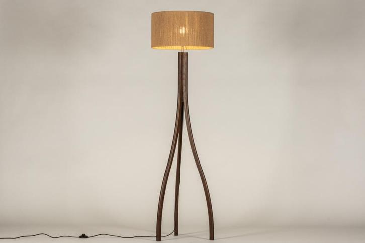 Rietveld Vloerlampen - Bruin - Hout, Touw, Huis en Inrichting, Lampen | Vloerlampen, Verzenden