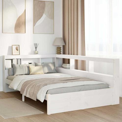 vidaXL Bed met boekenkast zonder matras grenenhout wit, Huis en Inrichting, Slaapkamer | Bedden, 120 cm, 200 cm, Wit, Twijfelaar